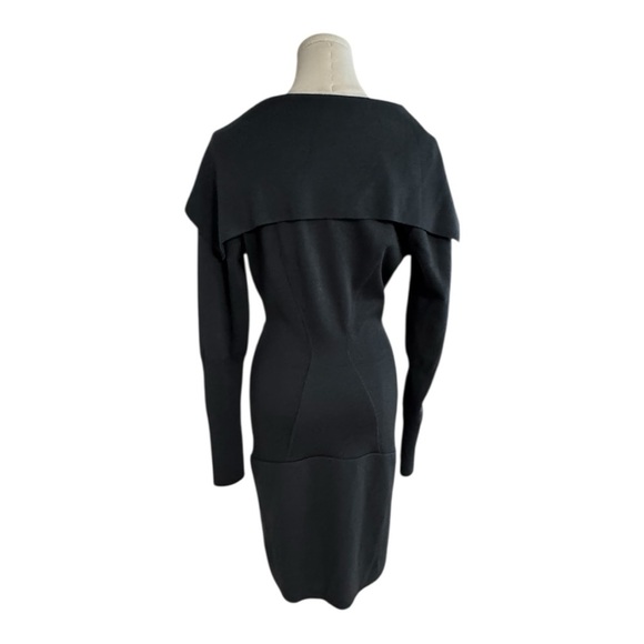 Azzedine Alaïa Gray Mini Dress Vintage 1980’s Wool Blend Luxury Size L Collar - Picture 2 of 12